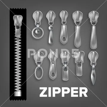 Realistic Metallic And Plastic Fastener Set Vector Stock Illustration