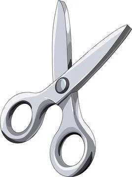 Realistic Metallic Scissors with Sharp Blades and Handle Detail Stock Illustration