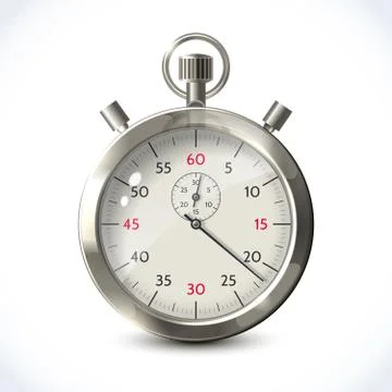 Realistic metallic stopwatch Stock Illustration
