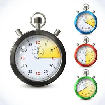 Realistic metallic stopwatch Stock Illustration
