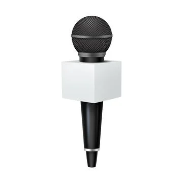 Realistic Microphone with Blank Logo Cube Stock Illustration