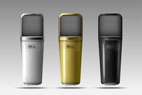 Realistic microphones. Vector. Stock Illustration