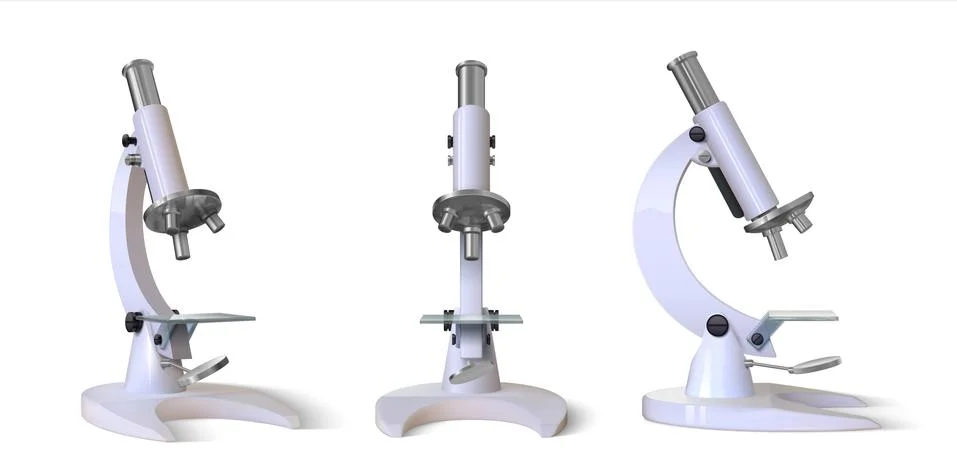 Realistic microscope. 3D Science and medical instrument for research, laboratory Stock Illustration