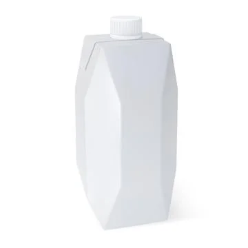 Realistic milk box, vector 3D white cardboard template for juice, dairy beverage Illustrazione stock