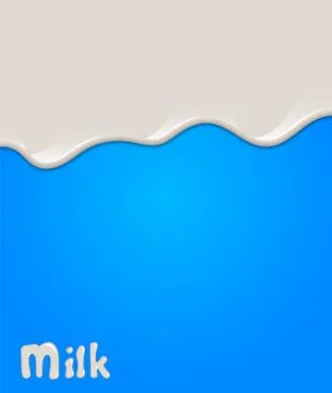 Realistic milk drop, splashes, liquid isolated on blue background. 스톡 일러스트