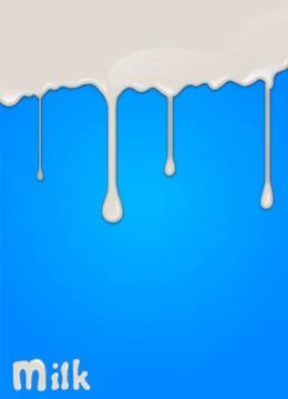 Realistic milk drop, splashes, liquid isolated on blue background. Stockillustratie