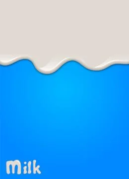 Realistic milk drop, splashes, liquid isolated on blue background. Stockillustratie
