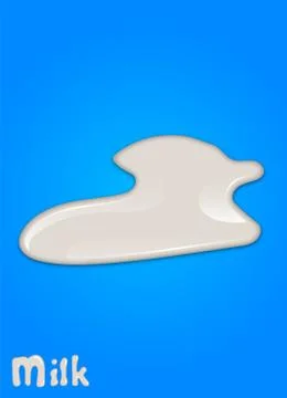 Realistic milk drop, splashes, liquid isolated on blue background. 库存插图