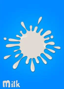 Realistic milk drop, splashes, liquid isolated on blue background. Stockillustratie