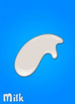 Realistic milk drop, splashes, liquid isolated on blue background. Иллюстрация