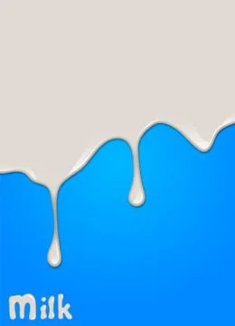 Realistic milk drop, splashes, liquid isolated on blue background. Stockillustratie