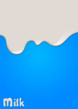 Realistic milk drop, splashes, liquid isolated on blue background. イラスト素材