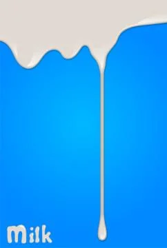 Realistic milk drop, splashes, liquid isolated on blue background. Stockillustratie