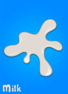 Realistic milk drop, splashes, liquid isolated on blue background. 스톡 일러스트