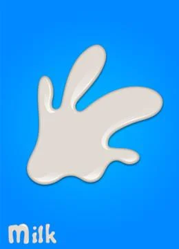 Realistic milk drop, splashes, liquid isolated on blue background. Stockillustratie