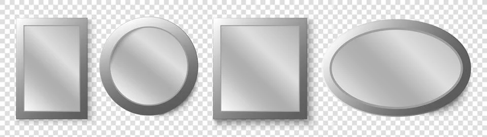 Realistic mirror set. Vector realistic mirrors set with blurry reflection Illustrazione stock