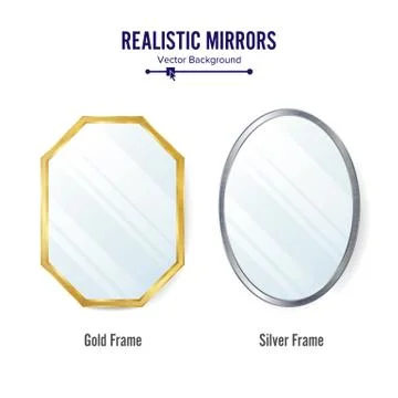 Realistic Mirrors Set Vector. Mirror Frames Or Mirror Decor Interior Stock Illustration