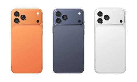 Realistic mobile phone back camera module in three different colors vector Stock Illustration