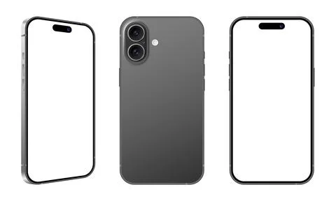 Realistic mobile phone front back side view mockup template vector illustration Stock Illustration