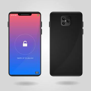 Realistic mobile phone mockup with gradient screen Stock Illustration
