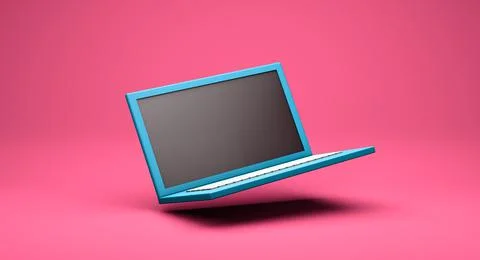 Realistic mock up of computer laptop dropping on the floor Stock Illustration