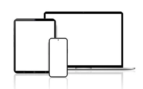 Realistic mock up computer, laptop, tablet, phone Illustrazione stock