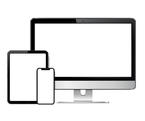 Realistic mock up computer, tablet, phone Illustrazione stock