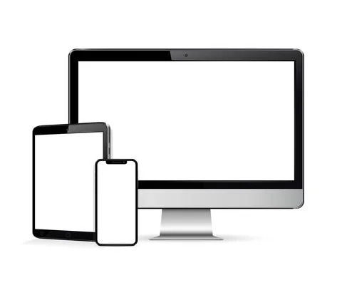 Realistic mock up computer, tablet, phone Illustrazione stock