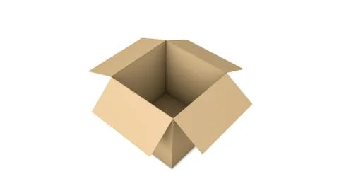 Realistic mock up of empty cardboard box opened Stock Illustration