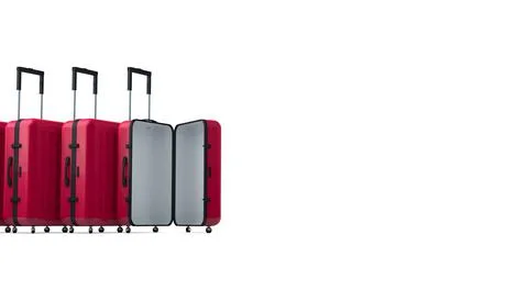 Realistic mock up of red suitcase set Stock Illustration