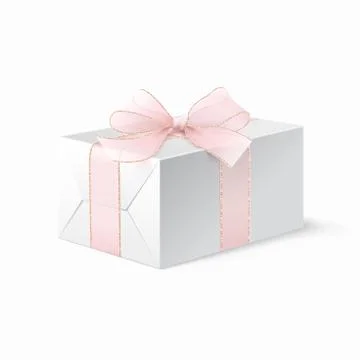Realistic Mock up white locked box with bow. Stock Illustration