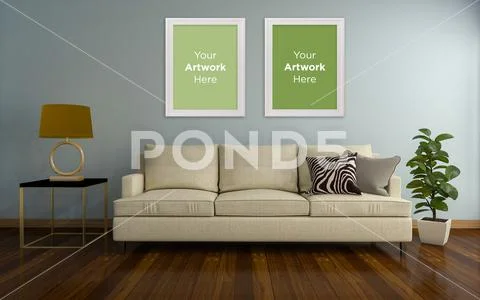 Realistic Mockup of living room Interior ~ PSD Template #196149230