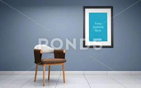 Realistic Mockup of living room Interior Template PSD