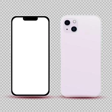 Realistic mockup without background purple mobile phone - Vector Stock Illustration