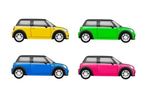 Realistic model of a mini car in vector on white background Stock Illustration