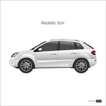 Realistic model of SUV on white background. Detailed drawing of car Stock Illustration