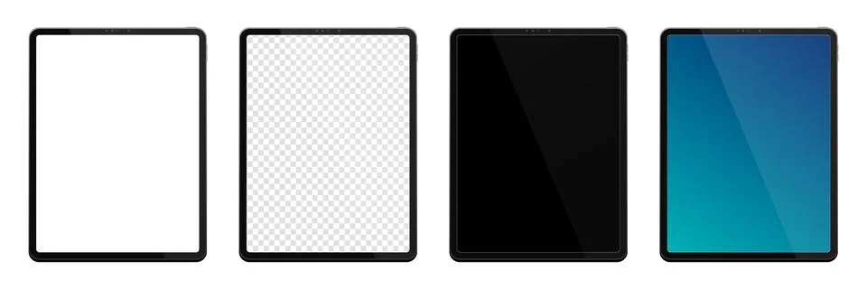 Realistic models tablet. Tablet mockup collection. Modern black tablet pc. .. Stock Illustration