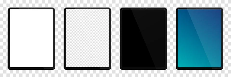 Realistic models tablet. Tablet mockup collection. Modern black tablet pc. .. Stock Illustration