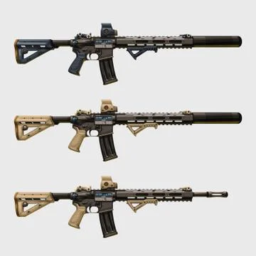 Realistic modern assault rifles set Stock Illustration