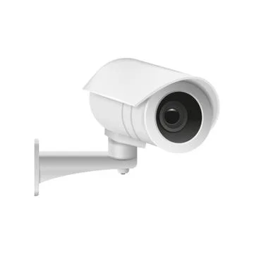 Realistic modern CCTV camera isolated on white background. Vector illustratio Stock Illustration