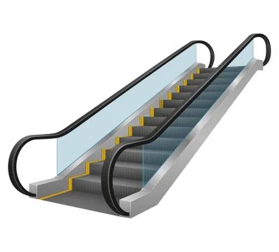 Realistic modern escalator vector illustration Stock Illustration