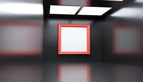 Realistic Modern Gallery Room With Empty Frames Stock Illustration