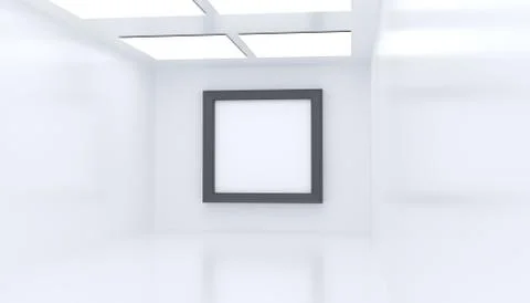 Realistic Modern Gallery Room With Empty Frames Stock Illustration