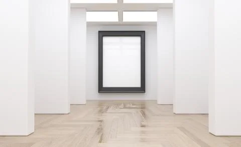 Realistic Modern Gallery Room With Empty Frames Stock Illustration