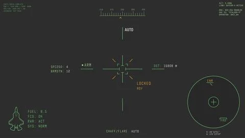 Realistic modern war plane camera ui Stock Illustration