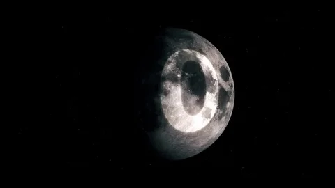 Realistic moon phase countdown from 10 to 1 animation loop on star sky Stock Footage 79024094