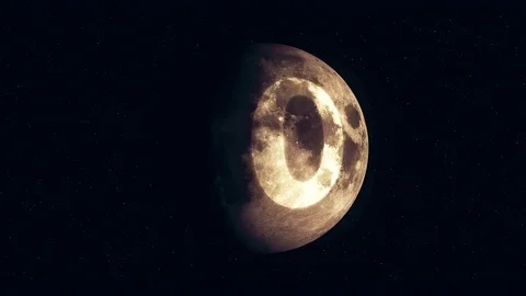 Realistic moon phase countdown from 10 to 1 animation loop on star sky Sepia Stock Footage 79024104