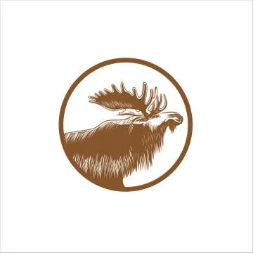 Realistic moose head logo Stock Illustration