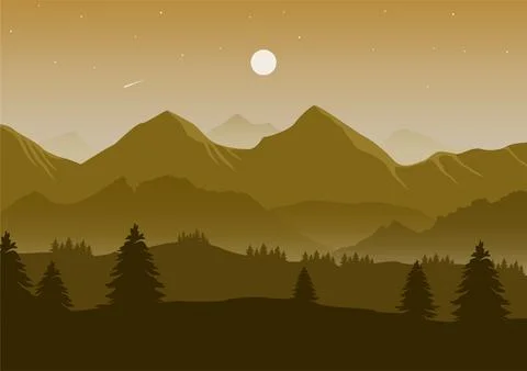 Realistic mountains landscape vector Illustrazione stock