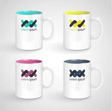 Realistic mugs, vector illustration Stock Illustration